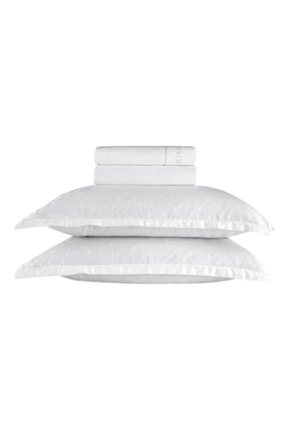 Parure de draps en satin de coton tissé 120 et 80 fils/cm² Baroque - Blanc