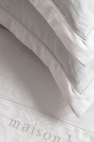 Parure de draps en satin de coton tissé 120 et 80 fils/cm² Baroque - Blanc