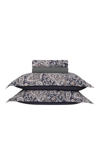 Parure de draps en satin de coton 80 fils/cm² Indienne - Gris foncé et taupe