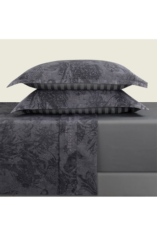 Parure de draps en satin de coton 80 fils/cm² Jardin Botanique - Anthracite
