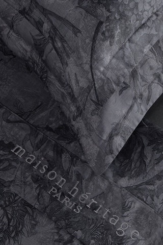 Parure de draps en satin de coton 80 fils/cm² Jardin Botanique - Anthracite
