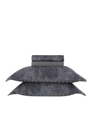 Parure de draps en satin de coton 80 fils/cm² Jardin Botanique - Anthracite