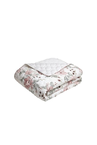 Couvre-lit en satin de coton Peony - Blanc