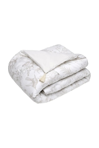 Couvre-lit en satin de coton 80 fils/cm² Colibri floral - Taupe
