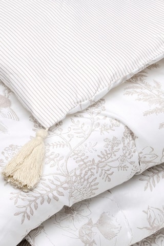 Couvre-lit en satin de coton 80 fils/cm² Colibri floral - Taupe