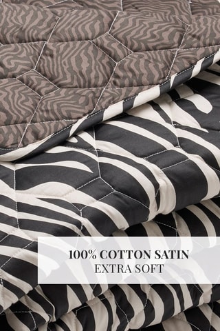 Couvre-lit en coton Rêves zébrés - Noir et blanc
