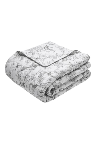 Couvre-lit XL en satin de coton 80 fils/cm² Colibri floral - Noir et gris