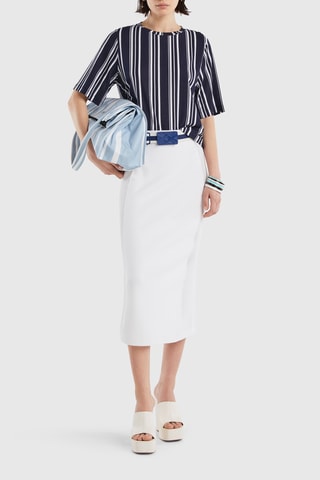 T-shirt en lin - Bleu foncé
