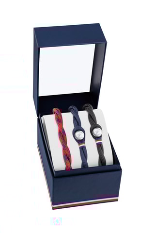 $Coffret 3 bracelets - Bleu marine et rouge