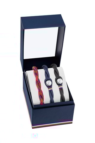 $Coffret 3 bracelets - Bleu marine et rouge