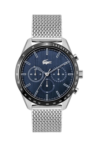 $Montre à quartz en acier Boston - Chronographe - Argenté et bleu