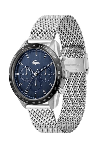 $Montre à quartz en acier Boston - Chronographe - Argenté et bleu