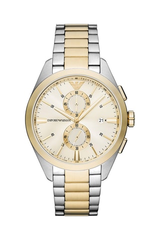 $Montre à quartz en acier - Tachymètre et chronographe - Doré et argenté