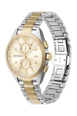 $Montre à quartz en acier - Tachymètre et chronographe - Doré et argenté