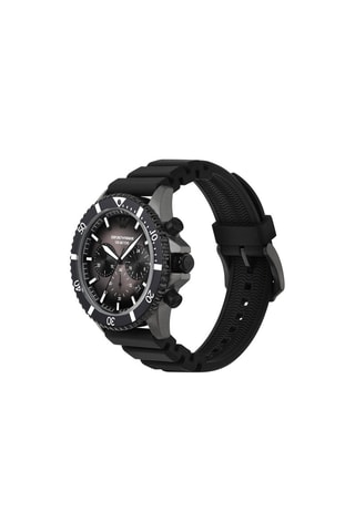 $Montre à quartz en silicone World Explorer - Chronographe - Noir et argenté