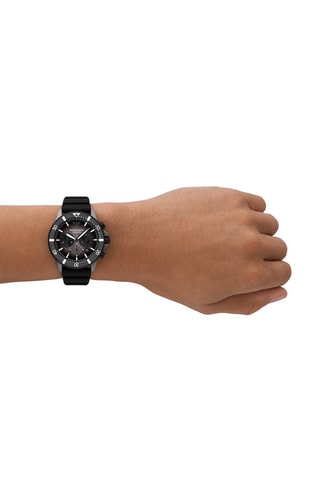 $Montre à quartz en silicone World Explorer - Chronographe - Noir et argenté