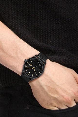 $Montre à quartz en acier - Noir