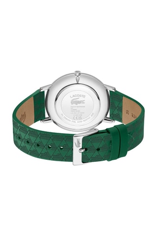 $Montre à quartz en cuir - Vert et argenté