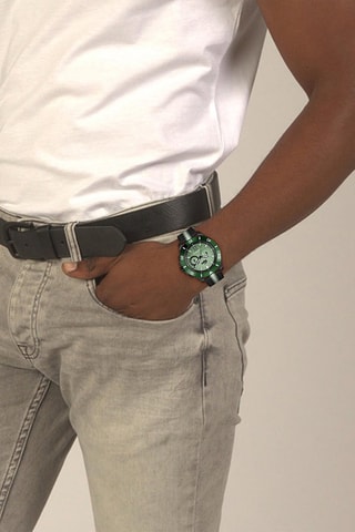 $Montre à quartz en nylon - Noir et vert