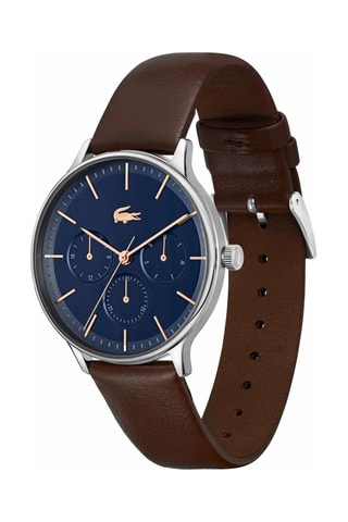 $Montre à quartz en cuir - 
Marron et argenté