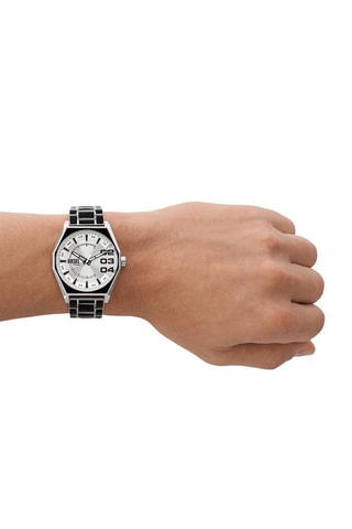 $Montre à quartz en acier - Noir et argenté