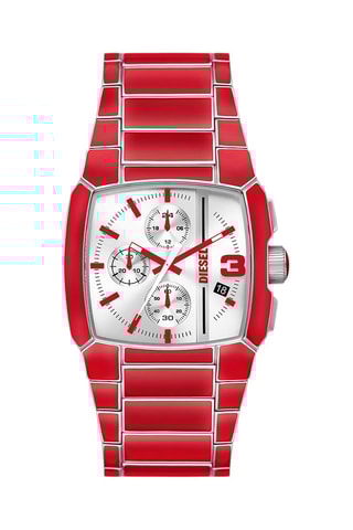 $Montre à quartz en acier Cliffhanger - Chronographe - Rouge et argenté