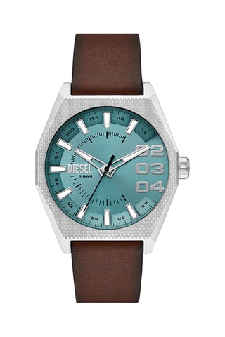 $Montre à quartz en cuir - Marron et argenté