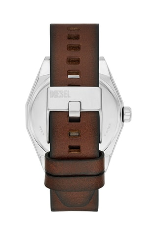 $Montre à quartz en cuir - Marron et argenté
