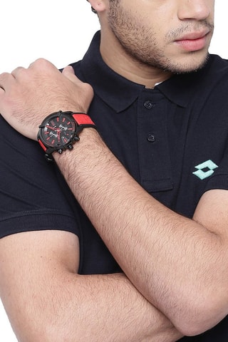 $Montre à quartz en silicone - Chronographe - Rouge et noir