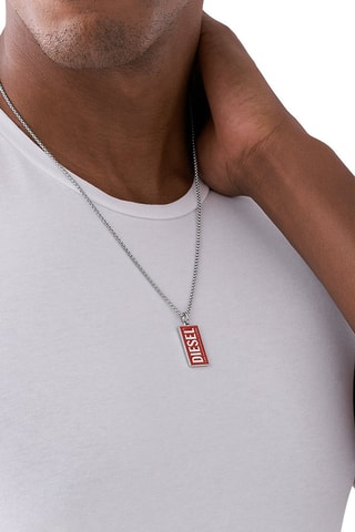 $Collier - Argenté et rouge