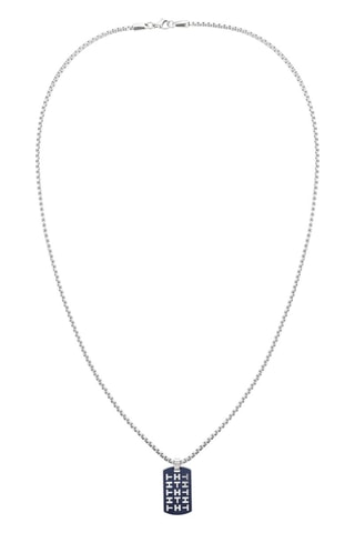 $Collier - 
Argenté et bleu marine