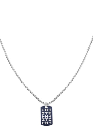 $Collier - 
Argenté et bleu marine