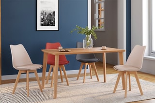 4 chaises Nordia - Gris, beige, terracotta et gris foncé