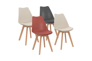 4 chaises Nordia - Gris, beige, terracotta et gris foncé