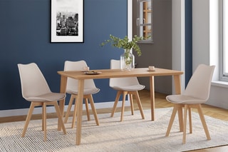 4 chaises Nordia - Beige et naturel