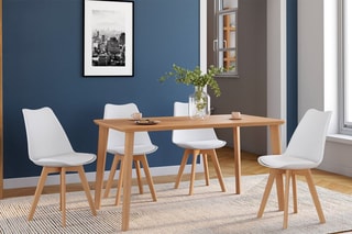 4 chaises - Blanc et naturel