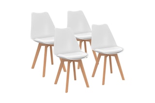 4 chaises - Blanc et naturel