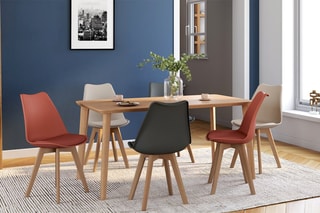 6 chaises Nordia - Beige, terracotta et gris foncé
