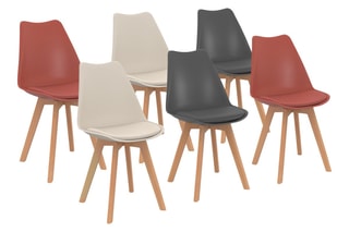 6 chaises Nordia - Beige, terracotta et gris foncé