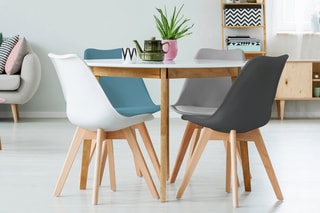 4 chaises Suedia - Gris et turquoise