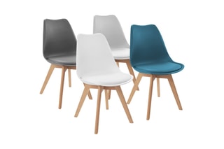 4 chaises Suedia - Gris et turquoise