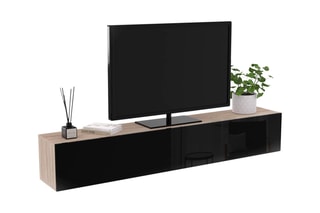 Meuble TV suspendu Michigan - Imitation bois et noir