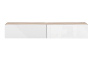 Meuble TV 2 portes - Imitation bois et blanc