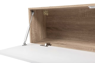 Meuble TV 2 portes - Imitation bois et blanc