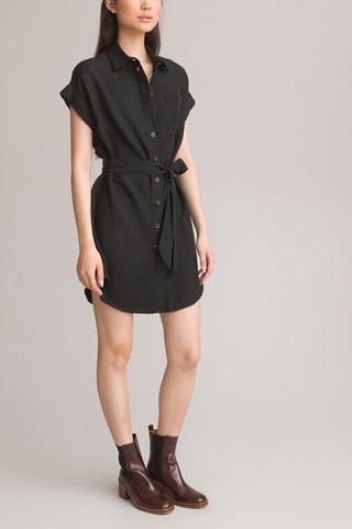 Robe chemise en lin - Noir