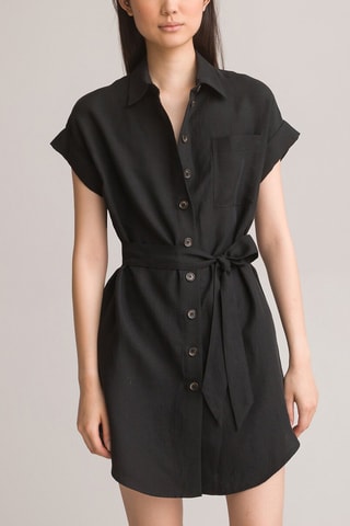 Robe chemise en lin - Noir