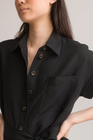 Robe chemise en lin - Noir
