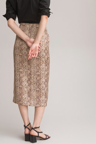 Jupe midi taille haute - Marron
