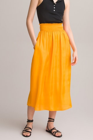 Jupe midi taille haute - Jaune