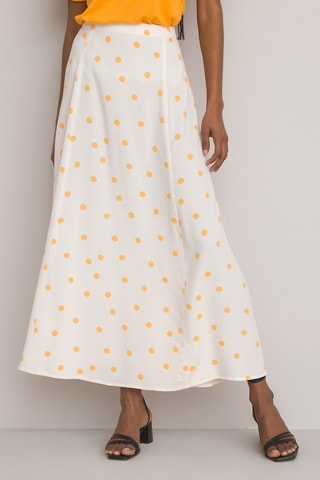 Jupe longue taille haute - Blanc et jaune